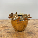 Guld Fuglevase - 12 cm